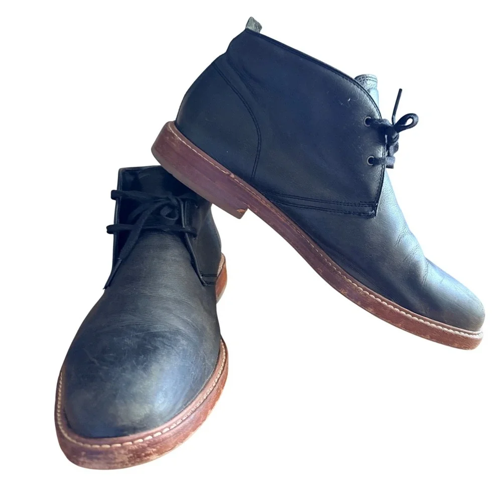 Cole Haan Chukka Boots Mens 10.5 C25100 Grand.OS Black Leather Lace Up EUC